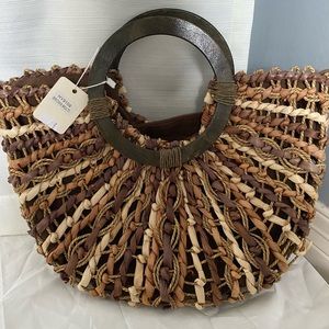 Brown Woven Handbag
